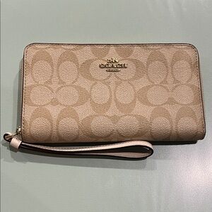 Coach Beige Signature Wristlet